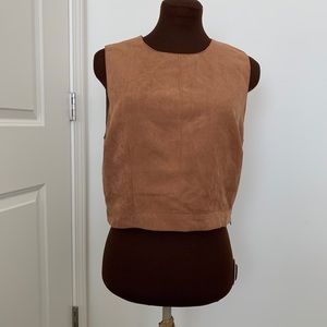Camel Faux Suede Crop Top